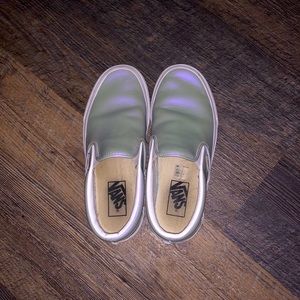 RARE VANS! Women’s size 6 silver iridescence color classic slip on shoes